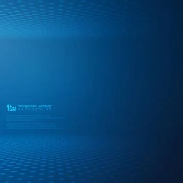 Abstract futuristic technology gradient blue dot circle pattern background. Stock Illustration