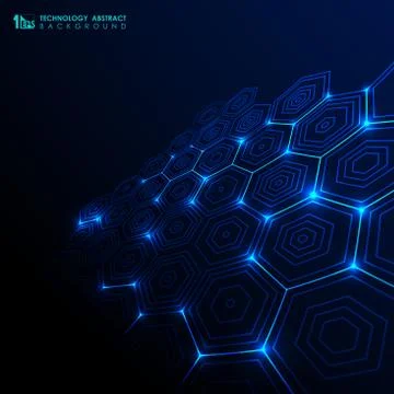 Abstract futuristic technology gradient blue hexagon pattern background. Stock Illustration