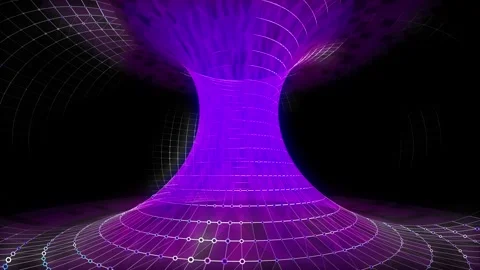 Abstract futuristic torus from color grid connecting circles massiv glowing.. Stock Footage 335136252