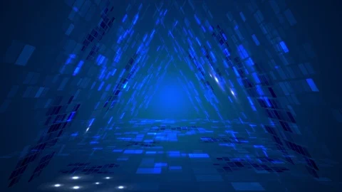 Abstract futuristic triangle data tunnel motion graphic blue background. Stock Footage 96012963