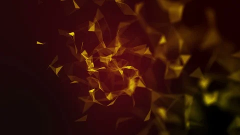 Abstract futuristic triangle molecule structure motion graphic gold color bac Stock Footage 100308618