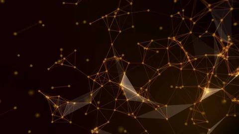 Abstract futuristic triangle molecule structure motion graphic gold color Stock Footage 100572113