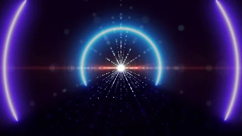 Abstract futuristic tunnel. High Tech Neon Tunnel loop. spaceship interior 4k Stock Footage 86207030
