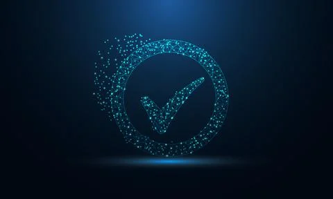 Abstract futuristic vector of Check Mark icon in the form of a starry sky spa Stock Illustration