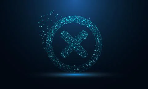 Abstract futuristic vector of cross mark icon in the form of a starry sky Stock Illustration