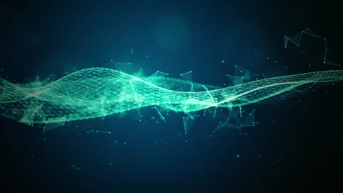 Abstract futuristic wave with digital data node connections Stock Footage 310865854