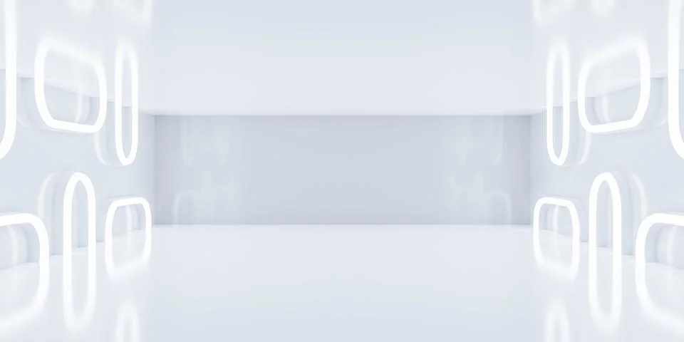 Abstract futuristic white empty studio interior 3d render illustration Ilustración de archivo