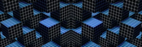 Abstract Futuristic Wireframe Cube Grid Background Stock Footage 340986645
