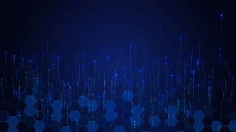 Abstract Futuristic wireframe technology cyberspace hexagon wave motion dots Stock Footage 293609112