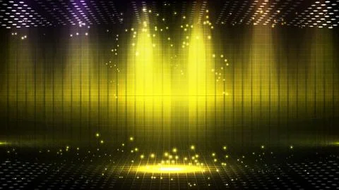 Abstract futuristic yellow background of empty stage arena stadium spotlgiht  Stock Illustration