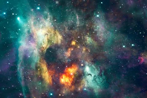 Abstract Galactic Supernova Explosions In A Glowing Nebula Background Stock Illustration