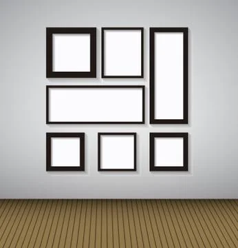 Abstract Gallery Background with Lighting Lamp and Frame. Empty Stock Illustration