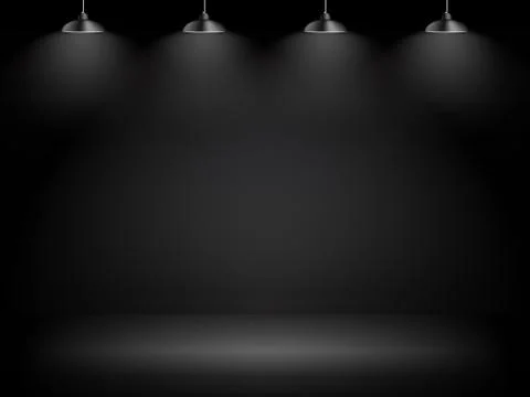 Abstract Gallery Background with Lighting Lamp and Empty Space f Stock Illustration