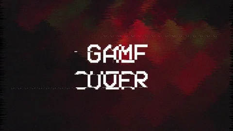 Abstract Game Over Text with Colorful Pixel Error Glitch Video Damage Stock Footage 101024306