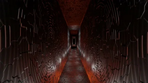 Abstract gaming room having sci-fi wall with cracks and circular pattern. Stock Footage 146177664