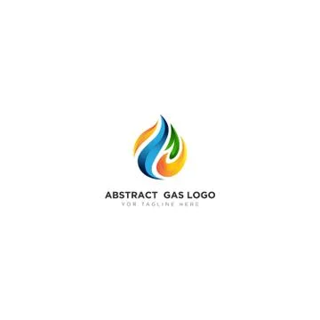 Abstract gas logo design with leaf and flame Stock Illustration