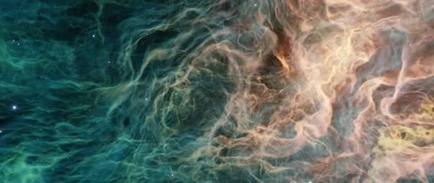 Abstract gaseous nebula clouds in teal green forever flowing through outer space Stock Footage 165277579