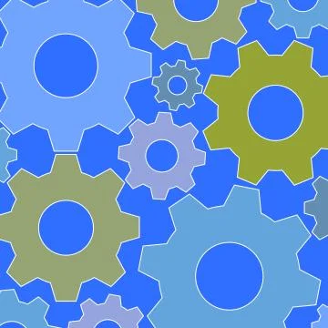 Abstract gear-wheels pattern blue green gray Stock Illustration