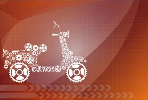 Abstract gears in motorcycle shape Stock Illustration