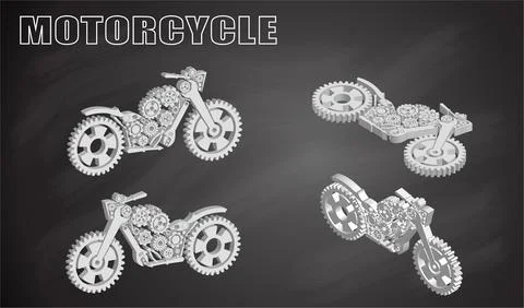 Abstract gears in Motorcycle shape. Vector illustration Stock Illustration