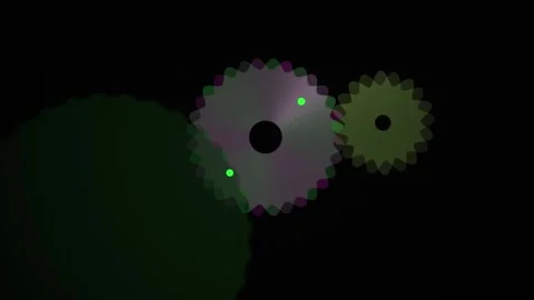 Abstract Gears Rotating in Dark Space with Colorful Lights. Stock Footage 333913200