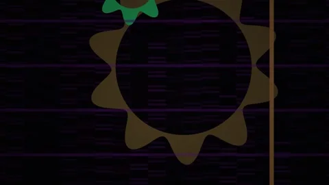 Abstract Gears Rotating in Dark Space with Glitch Effect. Stock Footage 333913319