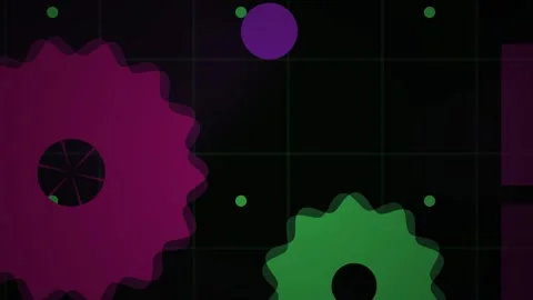 Abstract Gears Rotating in Sync with Geometric Patterns and Lights. Stock Footage 333913296