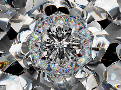 Abstract Gemstone or diamond texture closeup and kaleidoscope Stock Illustration