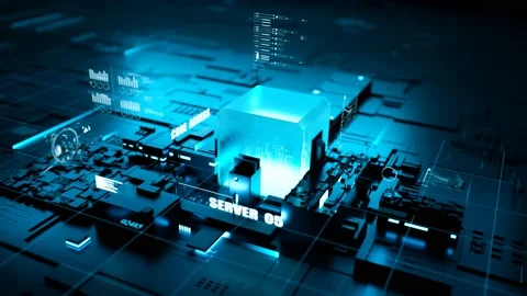 Abstract generic circuits and cpu forming a motherboard Video stock 170004702