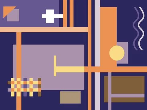 Abstract geomentric composition  in purple and orange colors Stock Illustration