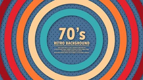 Abstract geometric 1970's background with retro colors and circles element. D Stock Illustration