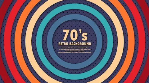 Abstract geometric 1970's background with retro colors and circles element. D Stock Illustration