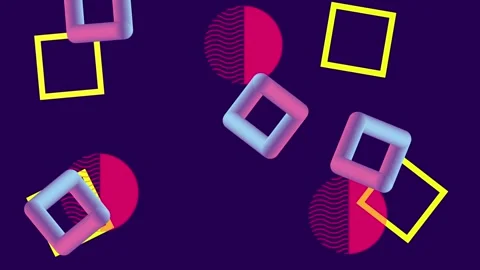 Abstract geometric 2d motion graphics animation with colorful floating shap.. Stock Footage 339257314