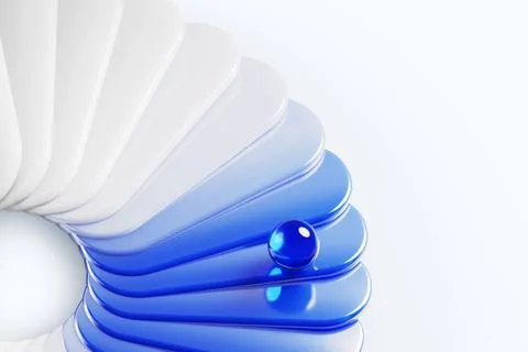 Abstract geometric 3d background with white blue gradient layer effect and glass イラスト素材
