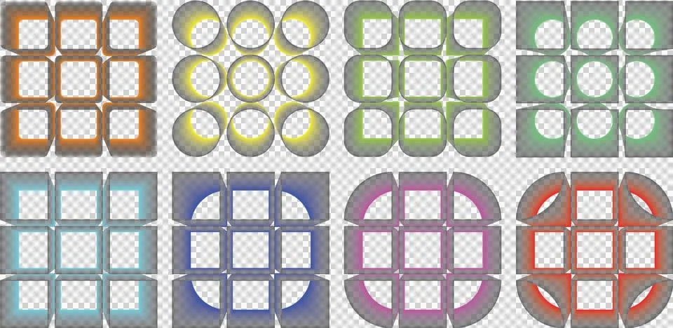Abstract Geometric 3D Grids Set - PNG Isolated Cutout 스톡 일러스트