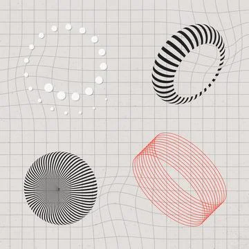 Abstract Geometric 3D Line Shapes and Circular Wave Forms Background Stock Illustration