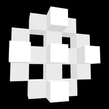 Abstract geometric 3d object isolated on black background. Vector illustratio 스톡 일러스트