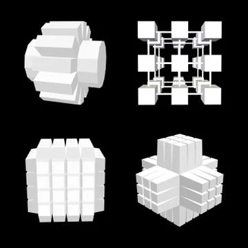 Abstract geometric 3d object set. Vector illustration. Stockillustratie