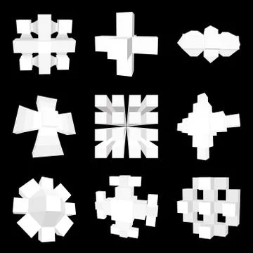 Abstract geometric 3d object set.Vector illustration. 스톡 일러스트