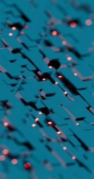 Abstract Geometric 3D Pattern with Blue Cubes. Illustrazione stock