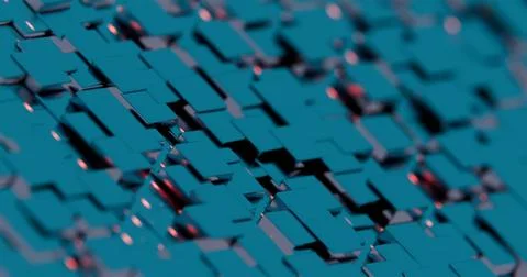 Abstract Geometric 3D Pattern with Blue Cubes. イラスト素材