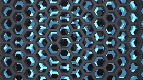 Abstract geometric 3d pattern. hexagons, cells. motion graphics, Honeycomb shape Stock Footage 157185432