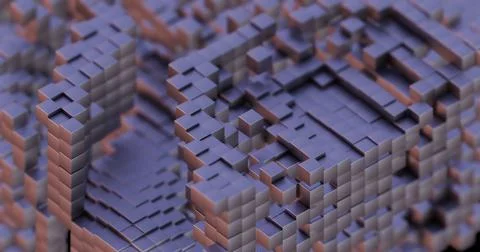 Abstract Geometric 3D Render with Blue Cubes and Red Lighting.. Stockillustratie