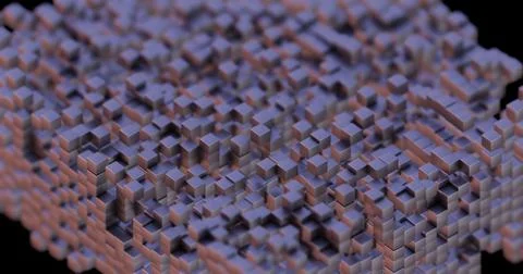 Abstract Geometric 3D Render with Blue Cubes and Red Lighting.. Stockillustratie