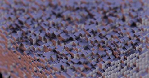 Abstract Geometric 3D Render with Blue Cubes and Red Lighting.. Stockillustratie