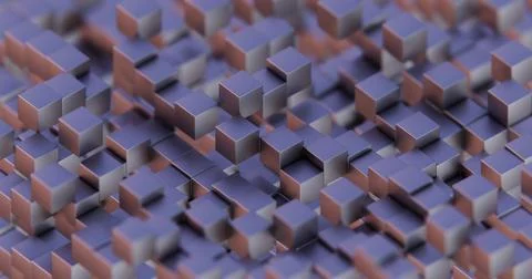 Abstract Geometric 3D Render with Blue Cubes and Red Lighting.. Stockillustratie