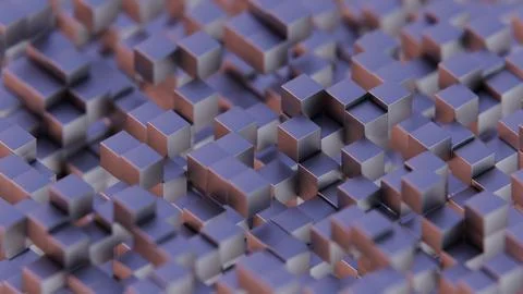 Abstract Geometric 3D Render with Blue Cubes and Red Lighting Stockillustratie
