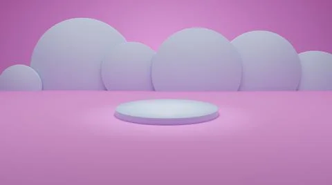 Abstract Geometric 3D Rendering Circle Cylinder Podium Background. Minimalism Stock Illustration