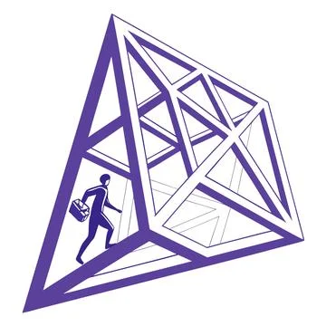 Abstract Geometric 3D Shape Minimalist Vector Illustration Stock Illustration