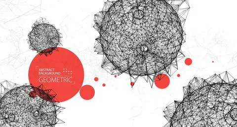 Abstract geometric 3d sphere made of points and lines. Futuristic technology  Stock Illustration